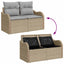 Havesofa Sæt 9 pcs Beige og grå Poly Rattan og Stål og Glas