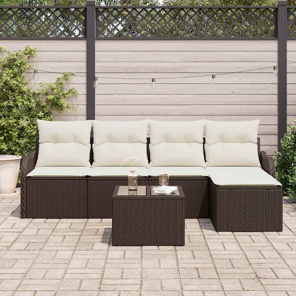 Havesofa Sæt med opbevaring 6 pcs Grå polyrattan