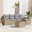 Havesofa Sæt med pude med opbevaring 6 pcs Sort Poly rattan