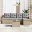 Havesofa Sæt med pude med opbevaring 6 pcs Sort Poly rattan