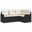 Havesofa Sæt med opbevaring 4 pcs Sort polyrattan