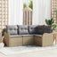 Havesofa Sæt med opbevaring 4 pcs Beige polyrattan