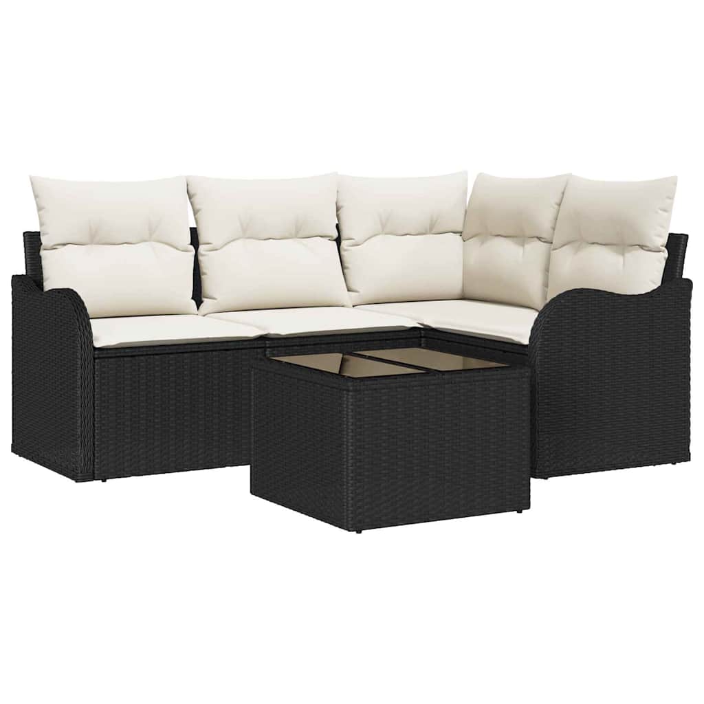 Havesofa Sæt med opbevaring 5 pcs Brun polyrattan