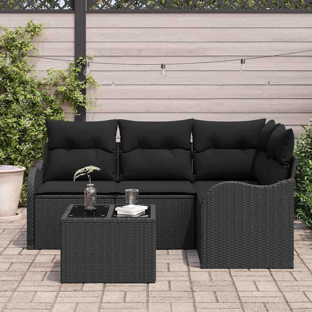 Havesofa Sæt med opbevaring 5 pcs Beige polyrattan