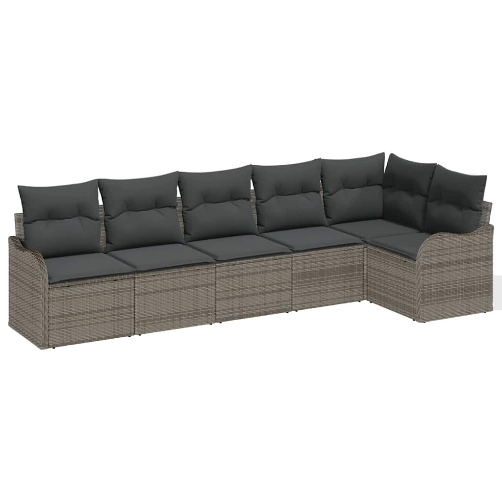 Havesofa Sæt med opbevaring 6 pcs Grå polyrattan