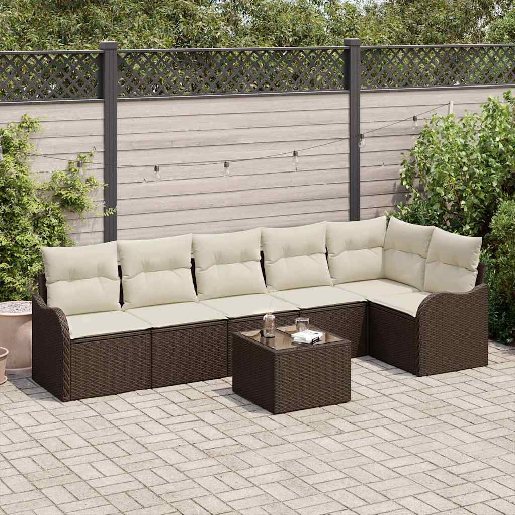 Havesofa Sæt med opbevaring 7 pcs Grå polyrattan
