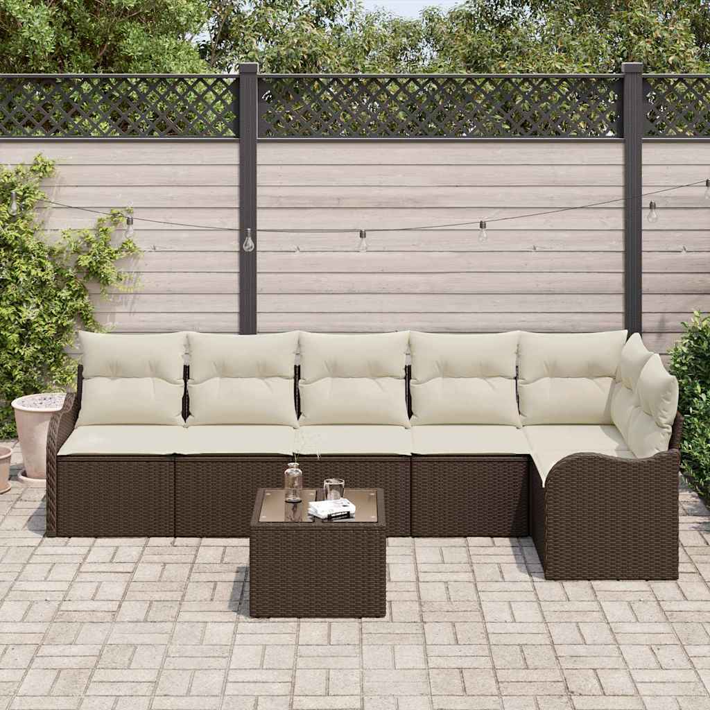 Havesofa Sæt med opbevaring 7 pcs Grå polyrattan