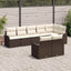 Havesofa Sæt med pude 8 pcs Brun og hvid Poly rattan