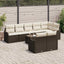 Havesofa Sæt med pude 9 pcs Brun og hvid Poly rattan
