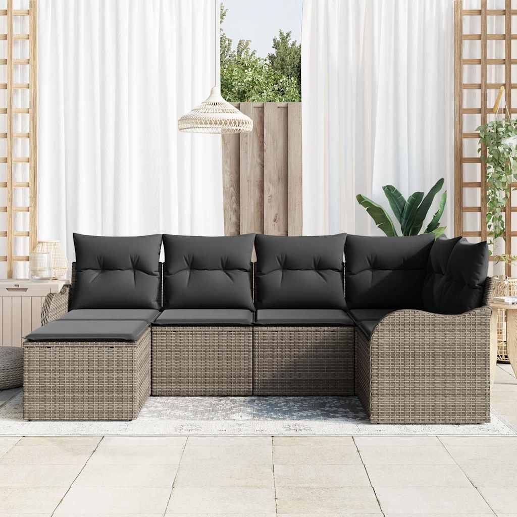 Havesofa Sæt 6 stk. Grå polyrattan