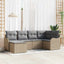 Havesofa Sæt med pude 6 pcs beige og lysegrå Poly rattan