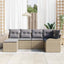 Havesofa Sæt med pude 6 pcs beige og lysegrå Poly rattan