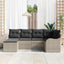 Havesofa Sæt med pude 6 pcs Lysegrå Poly rattan