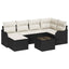 Havesofa Sæt med pude 7 pcs Sort og hvid Poly rattan