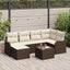 Havesofa Sæt med pude 7 pcs Brun og hvid Poly rattan
