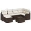 Havesofa Sæt med pude 7 pcs Brun og hvid Poly rattan