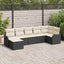 Havesofa Sæt med pude 7 pcs Sort og hvid Poly rattan