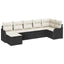 Havesofa Sæt med pude 7 pcs Sort og hvid Poly rattan