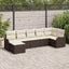 Havesofa Sæt med pude 7 pcs Brun og hvid Poly rattan