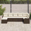 Havesofa Sæt med pude 7 pcs Brun og hvid Poly rattan