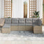 Havesofa Sæt med pude 7 pcs beige og lysegrå Poly rattan