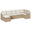 Havesofa Sæt med pude 7 pcs Beige og hvid Poly rattan