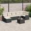 Havesofa Sæt med pude 8 pcs Sort og hvid Poly rattan