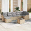 Havesofa Sæt med pude 8 pcs beige og lysegrå Poly rattan