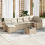 Havesofa Sæt med pude 8 pcs Beige og hvid Poly rattan