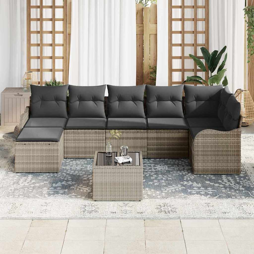 Havesofa Sæt 8 stk. Lysegrå polyrattan