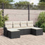 Havesofa Sæt med pude 6 pcs Sort og hvid Poly rattan