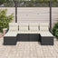 Havesofa Sæt med pude 6 pcs Sort og hvid Poly rattan