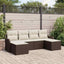 Havesofa Sæt med pude 6 pcs Brun og hvid Poly rattan