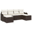 Havesofa Sæt med pude 6 pcs Brun og hvid Poly rattan