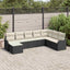 Havesofa Sæt med pude 8 pcs Sort og hvid Poly rattan