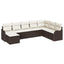 Havesofa Sæt med pude 8 pcs Brun og hvid Poly rattan