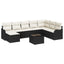 Havesofa Sæt med pude 9 pcs Sort og hvid Poly rattan