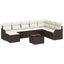 Havesofa Sæt med pude 9 pcs Brun og hvid Poly rattan