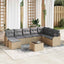 Havesofa Sæt med pude 9 pcs beige og lysegrå Poly rattan