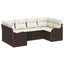Havesofa Sæt med opbevaring 6 pcs Brun og hvid Poly rattan