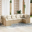 Havesofa Sæt med opbevaring 7 pcs Beige og hvid Poly rattan