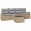 Havesofa Sæt med opbevaring 5 pcs Beige og grå polyrattan