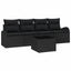 Havesofa Sæt med opbevaring med pude 5 pcs Sort polyrattan