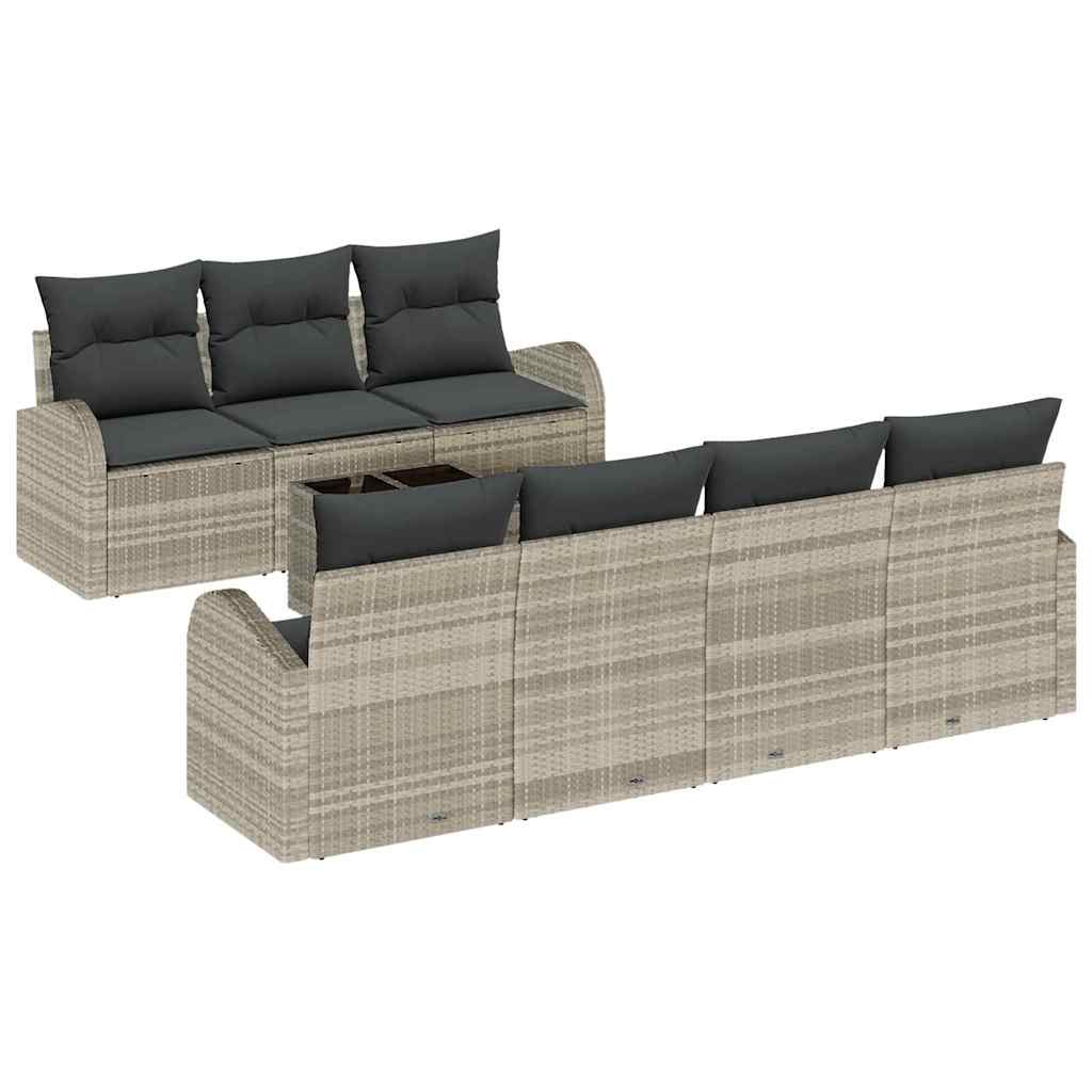 Havesofa Sæt med pude med opbevaring 8 pcs Lysegrå og mørkegrå