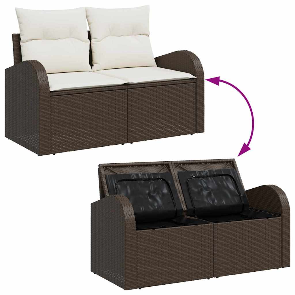 Havesofa Sæt 8 pcs Brun og Creme 289 x 124 x 69 cm polyrattan