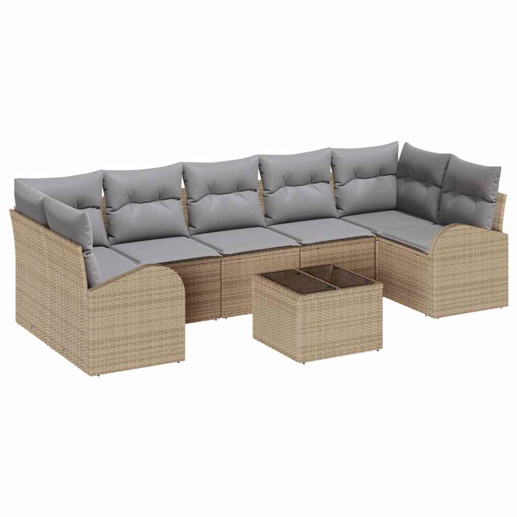 Havesofa Sæt 8 pcs Beige og grå 289 x 124 x 69 cm polyrattan