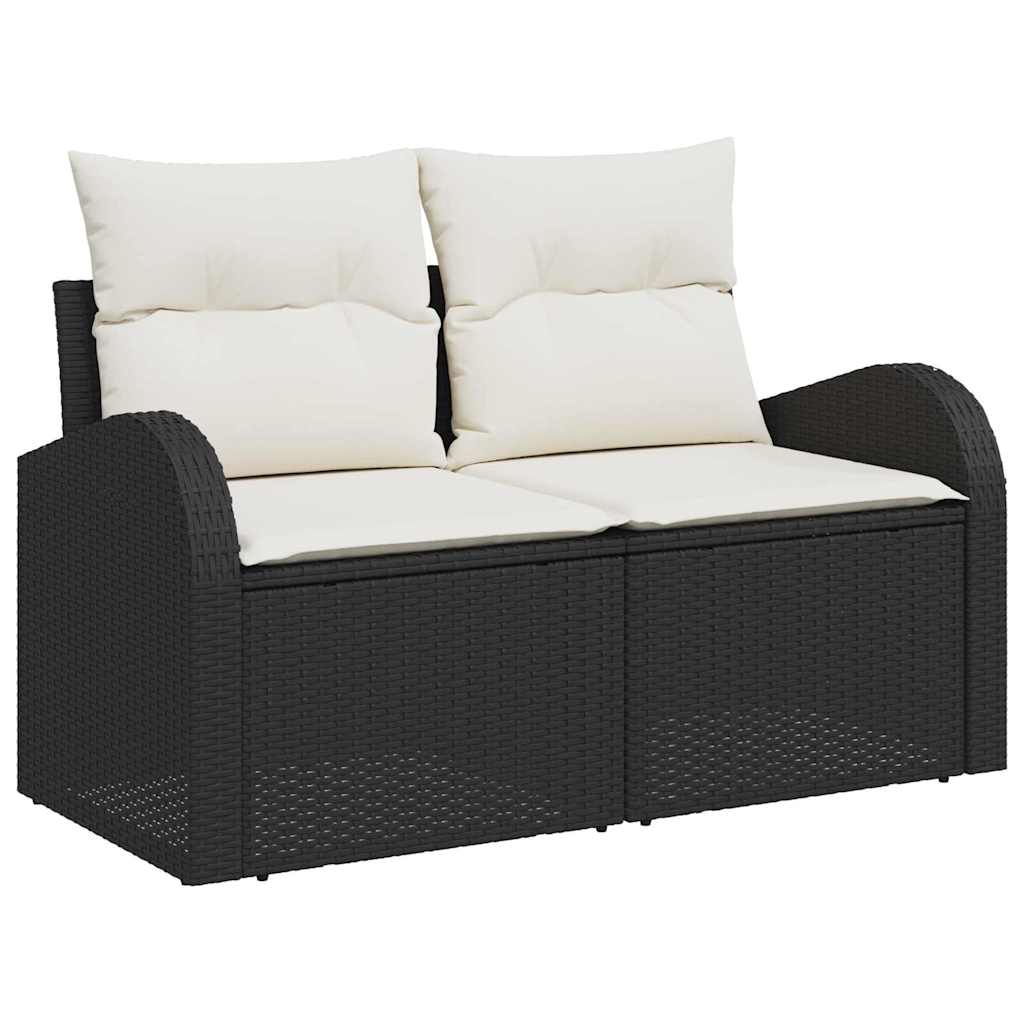Havesofa Sæt med opbevaring 9 pcs Sort og Cream polyrattan