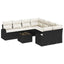 Sofa Sæt med pude med opbevaring 9 pcs Sort og Cream polyrattan
