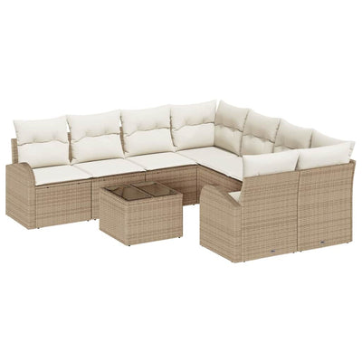Sofa Sæt med pude 9 pcs Beige og creme polyrattan