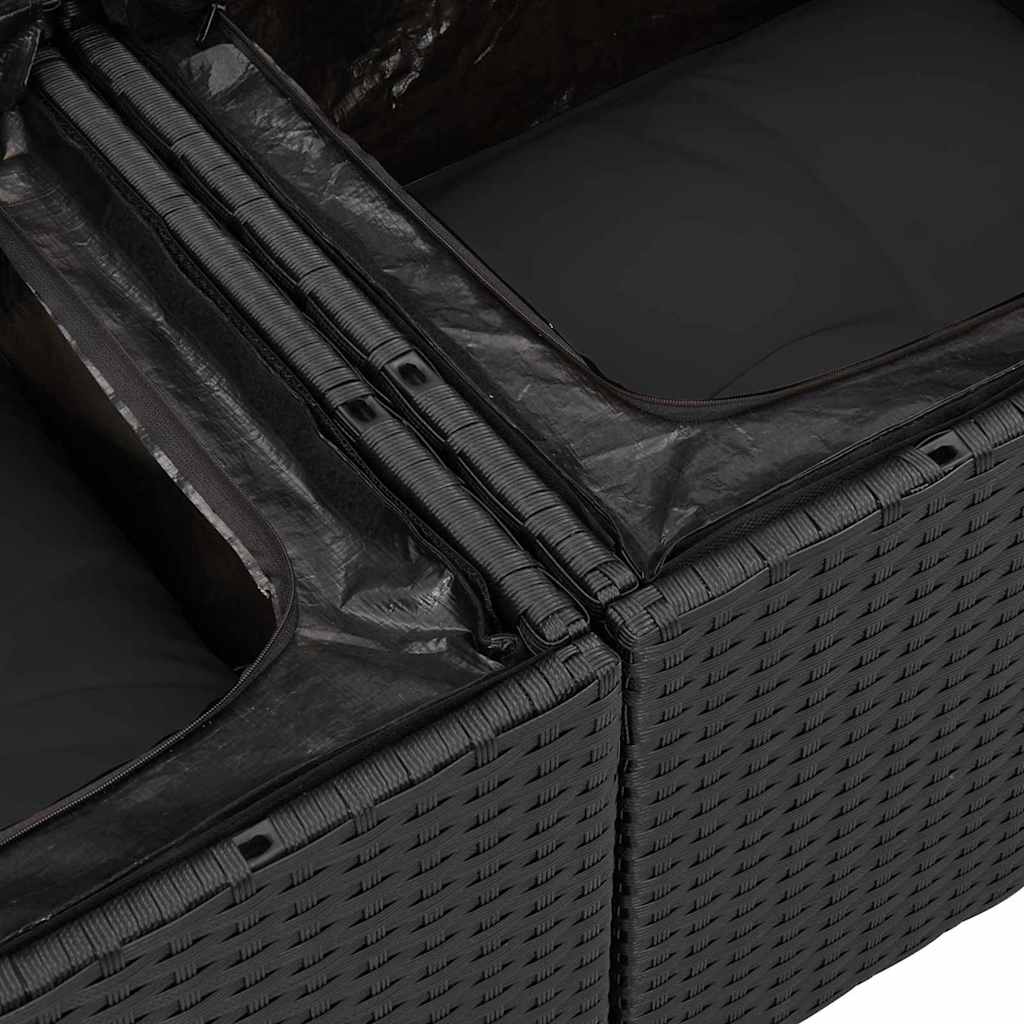 Sofa Sæt med pude med opbevaring 9 pcs Sort polyrattan